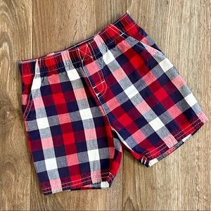 Okie dokie shorts, 18 months, red white and navy plaid